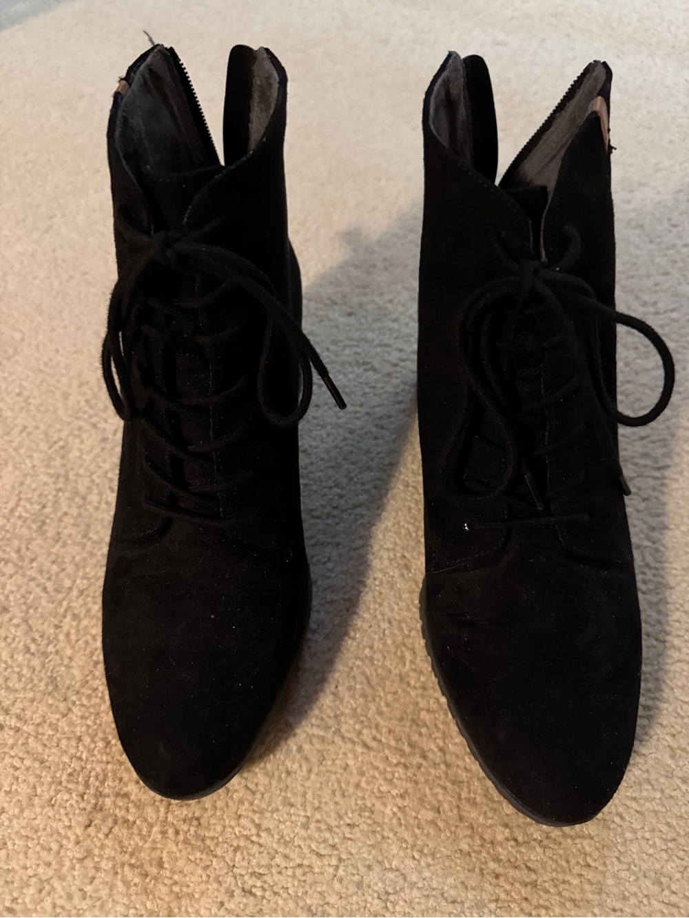 Dr. Scholl's Black Suede Lace-Up Ankle Boots